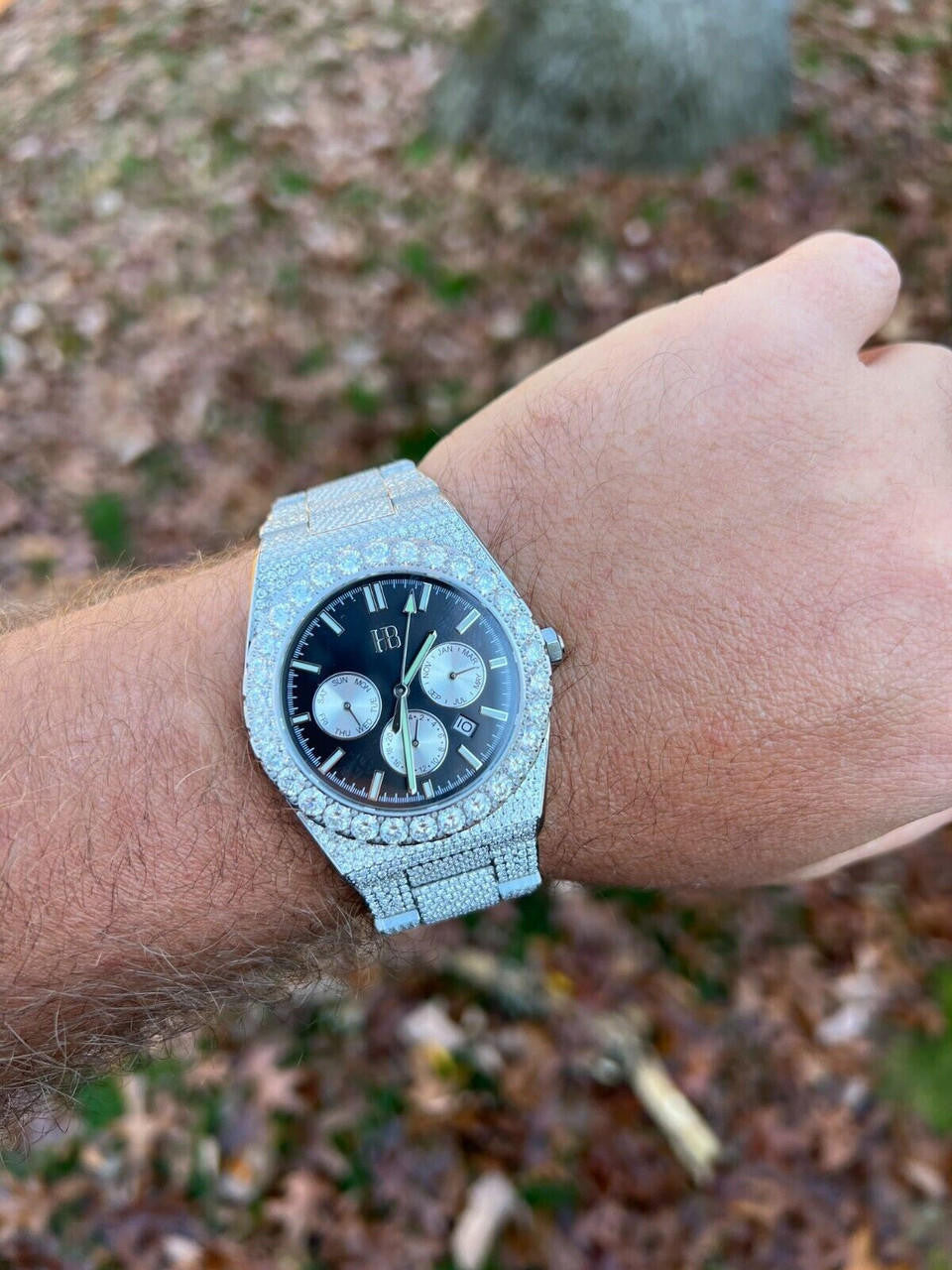 Hip Hop Honeycomb Set 35ct MOISSANITE Mens Perpetual Skeleton Back Watch Iced Hip Hop Passes Tester 