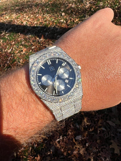 Hip Hop Honeycomb Set 35ct MOISSANITE Mens Perpetual Skeleton Back Watch Iced Hip Hop Passes Tester 