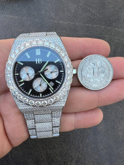 Hip Hop Honeycomb Set 35ct MOISSANITE Mens Perpetual Skeleton Back Watch Iced Hip Hop Passes Tester 