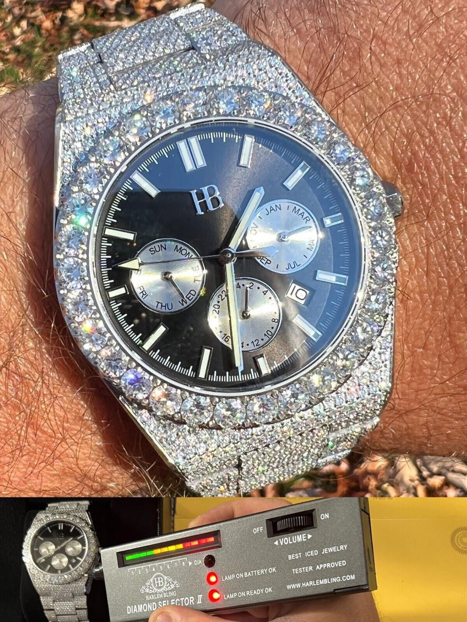 Hip Hop Honeycomb Set 35ct MOISSANITE Mens Perpetual Skeleton Back Watch Iced Hip Hop Passes Tester 