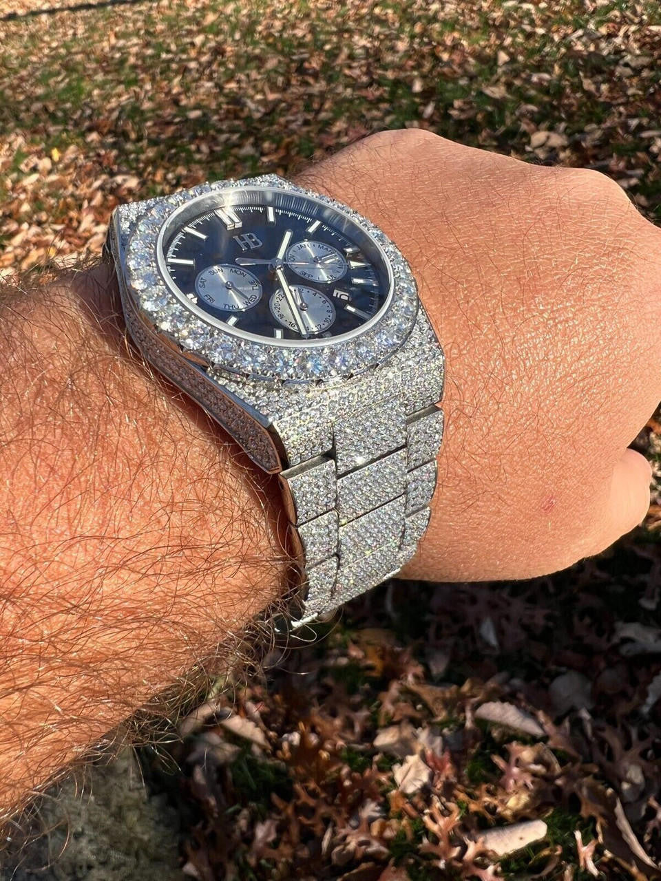 Hip Hop Honeycomb Set 35ct MOISSANITE Mens Perpetual Skeleton Back Watch Iced Hip Hop Passes Tester 