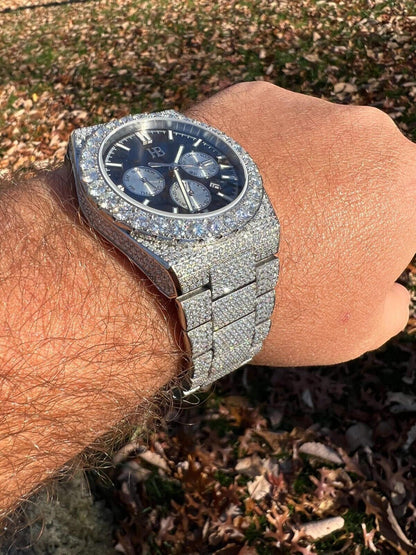 Hip Hop Honeycomb Set 35ct MOISSANITE Mens Perpetual Skeleton Back Watch Iced Hip Hop Passes Tester 