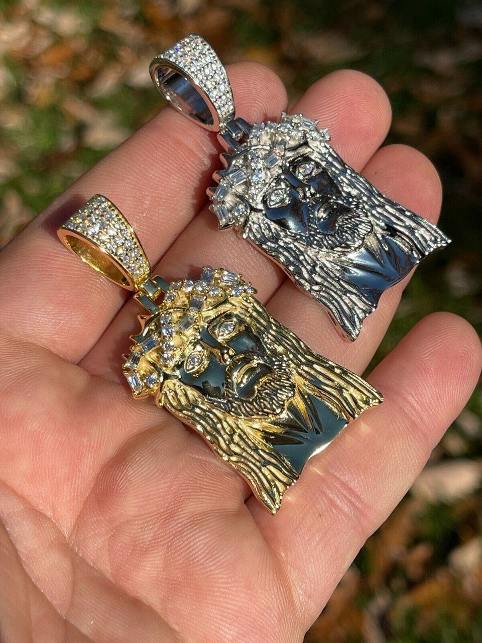 Hip Hop Iced MOISSANITE Real Silver Gold Jesus Piece Pendant Necklace Men HipHop Jewelry