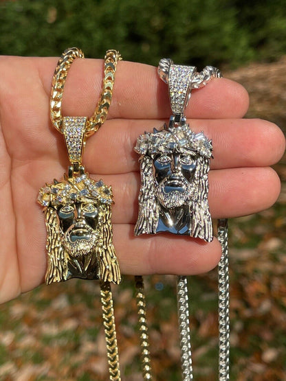Hip Hop Iced MOISSANITE Real Silver Gold Jesus Piece Pendant Necklace Men HipHop Jewelry