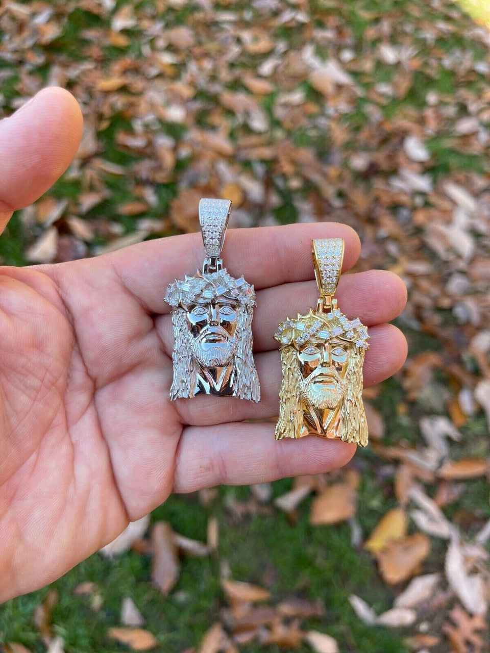 Hip Hop Iced MOISSANITE Real Silver Gold Jesus Piece Pendant Necklace Men HipHop Jewelry