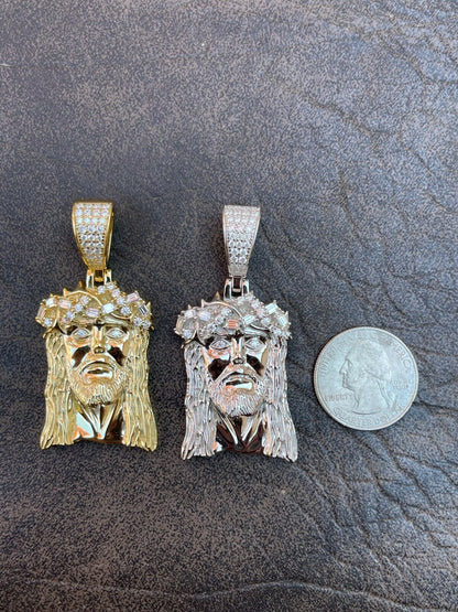 Hip Hop Iced MOISSANITE Real Silver Gold Jesus Piece Pendant Necklace Men HipHop Jewelry