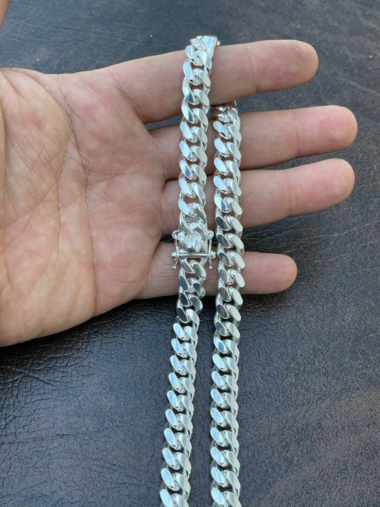 Hip Hop Mens Miami Cuban Link Chain - Real Solid 925 Silver Box Clasp Big 10mm Hip Hop
