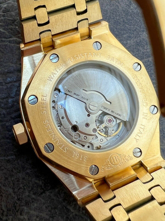 Hip Hop Mens MOISSANITE Watch Iced Automatic Skeleton Gold 44mm HipHop Pass Diamond Test