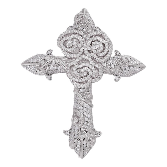 Hip Hop MOISSANITE Crown of Thorns Cross Pendant - 925 Silver  - 3 Sizes 1.5"-2.5"