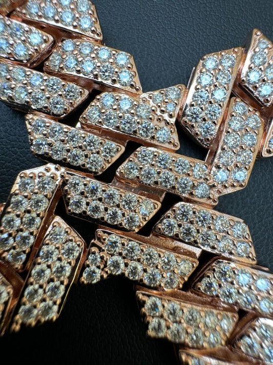 Hip Hop MOISSANITE Miami Cuban Prong Set Iced Out Cross Pendant - 14k Rose Gold Vermeil 925 Silver - 3 Sizes 1.25"-3.25"
