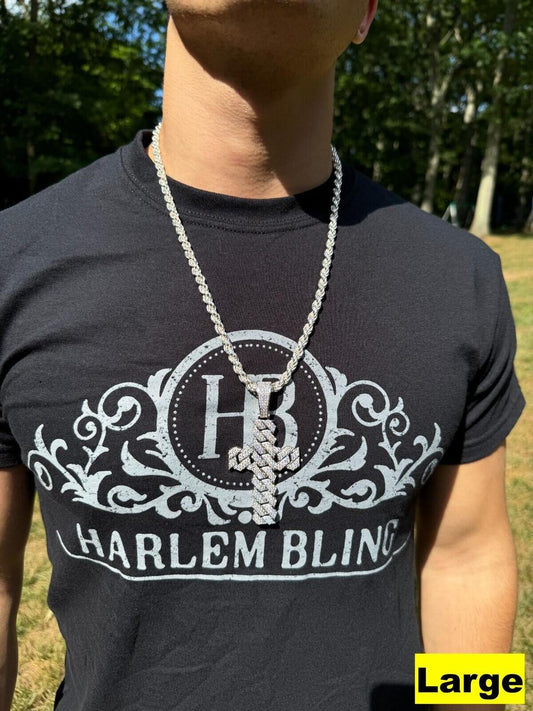 Hip Hop MOISSANITE Miami Cuban Prong Set Iced Out Cross Pendant - 925 Silver - 3 Sizes 1.25"-3.25"