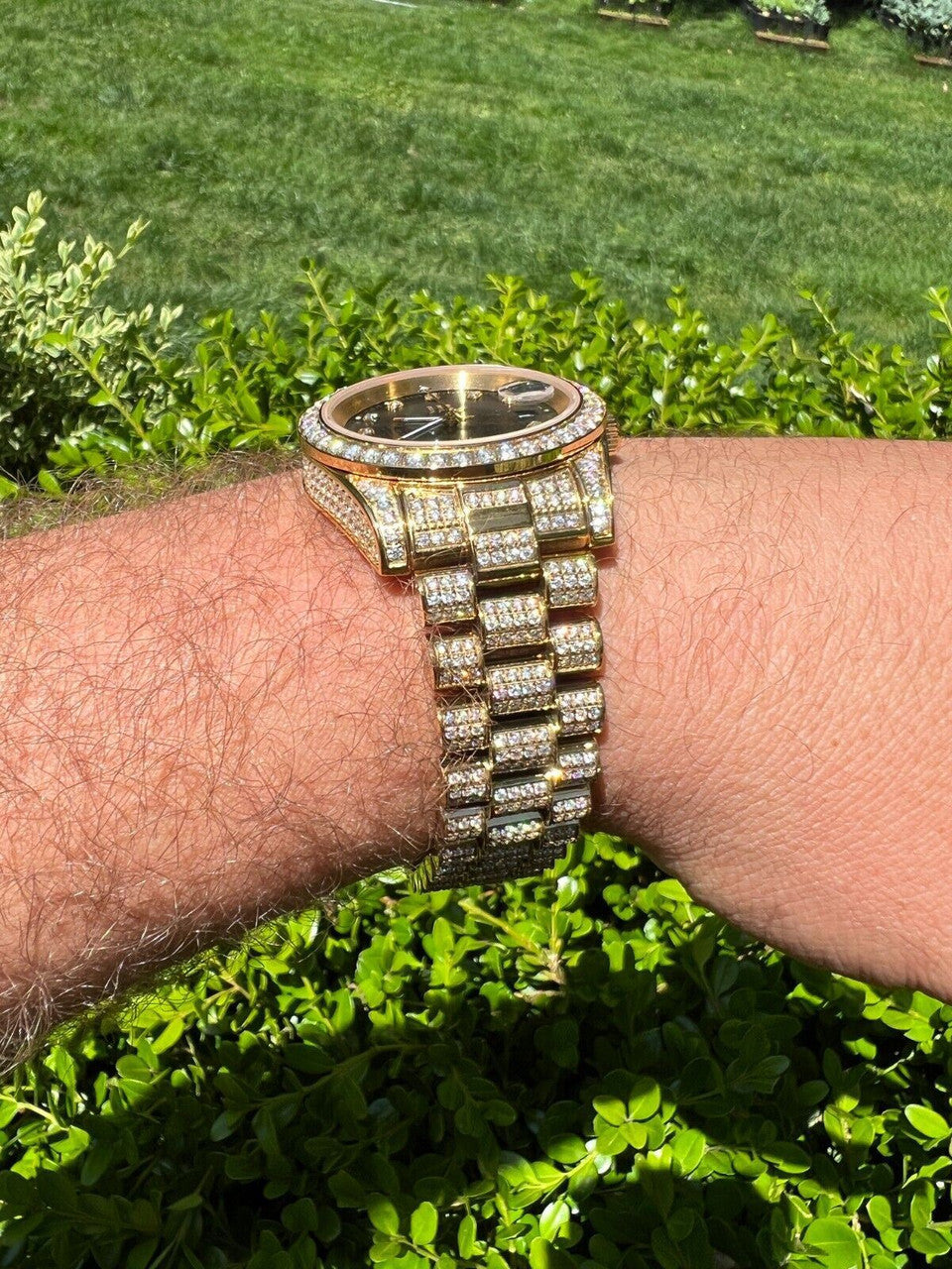 Hip Hop MOISSANITE Real Gold Presidential Automatic Watch Iced Hip Hop Pass Diamond Test