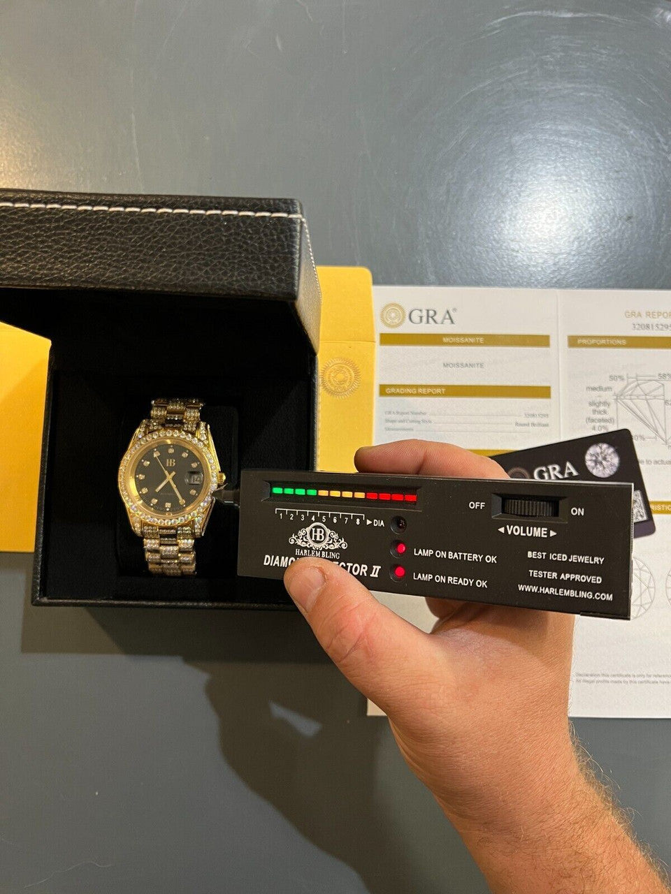 Hip Hop MOISSANITE Real Gold Presidential Automatic Watch Iced Hip Hop Pass Diamond Test