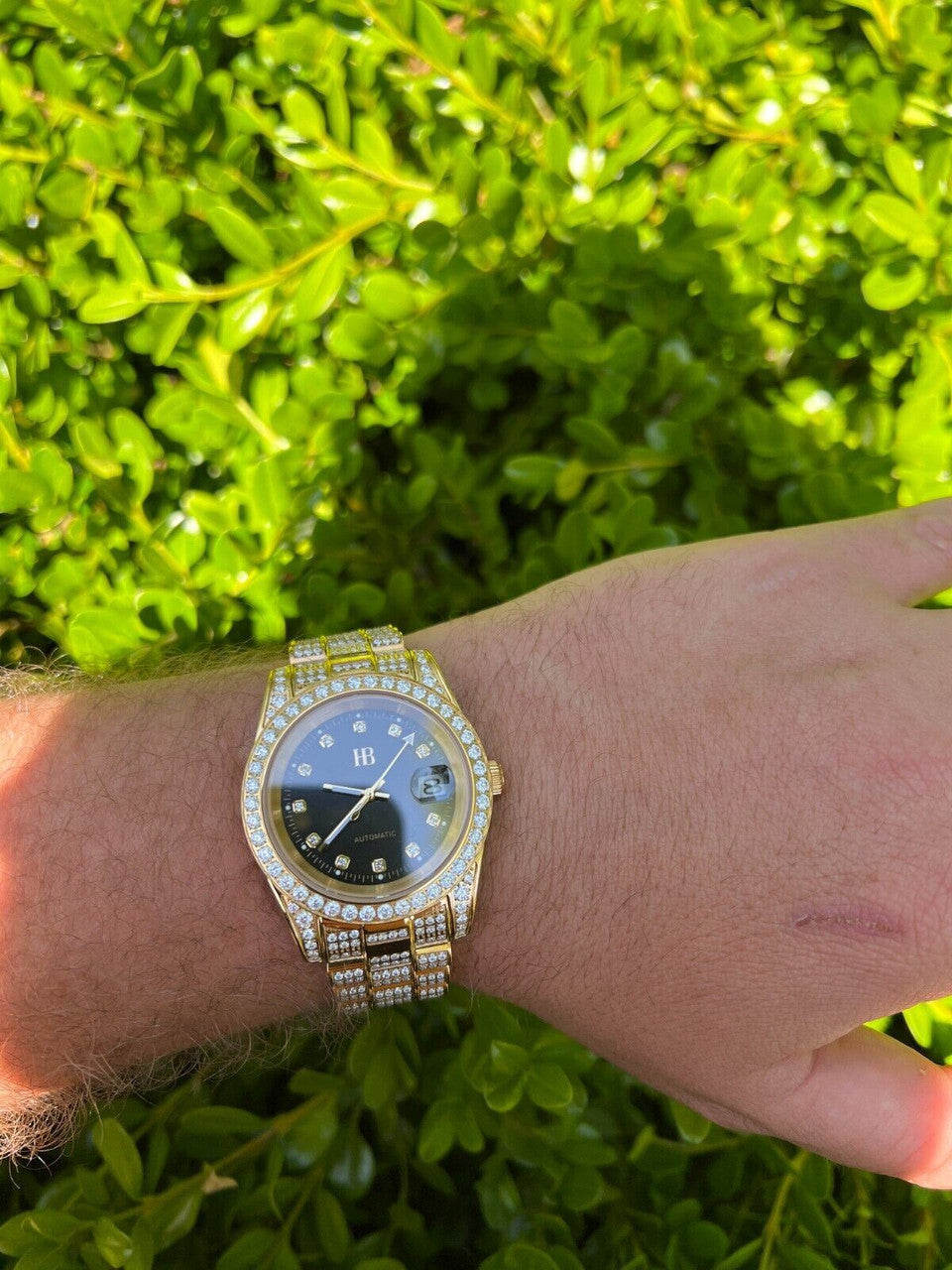 Hip Hop MOISSANITE Real Gold Presidential Automatic Watch Iced Hip Hop Pass Diamond Test