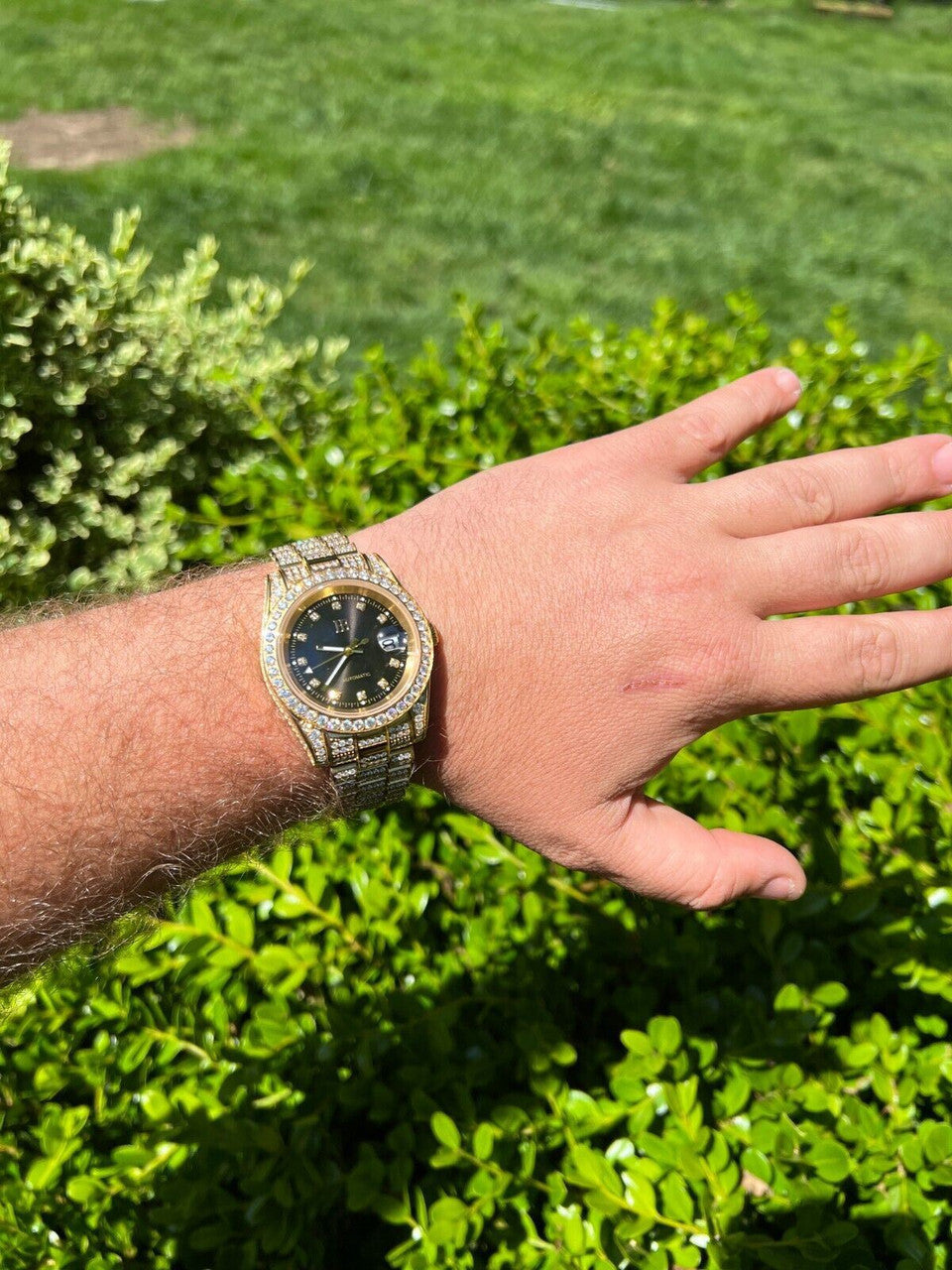 Hip Hop MOISSANITE Real Gold Presidential Automatic Watch Iced Hip Hop Pass Diamond Test