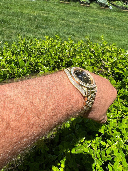 Hip Hop MOISSANITE Real Gold Presidential Automatic Watch Iced Hip Hop Pass Diamond Test