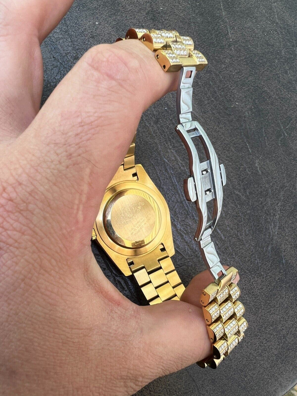Hip Hop MOISSANITE Real Gold Presidential Automatic Watch Iced Hip Hop Pass Diamond Test
