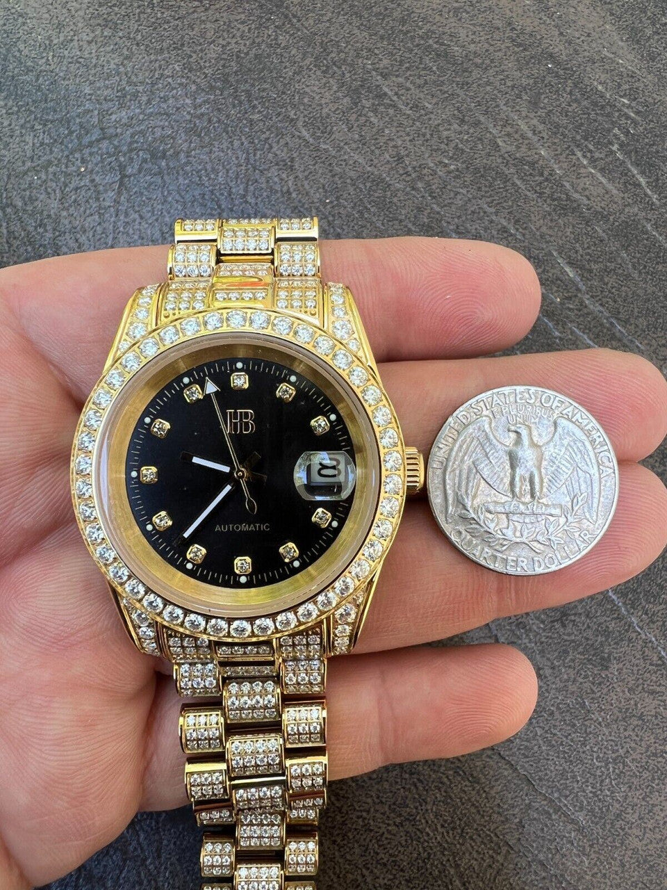 Hip Hop MOISSANITE Real Gold Presidential Automatic Watch Iced Hip Hop Pass Diamond Test