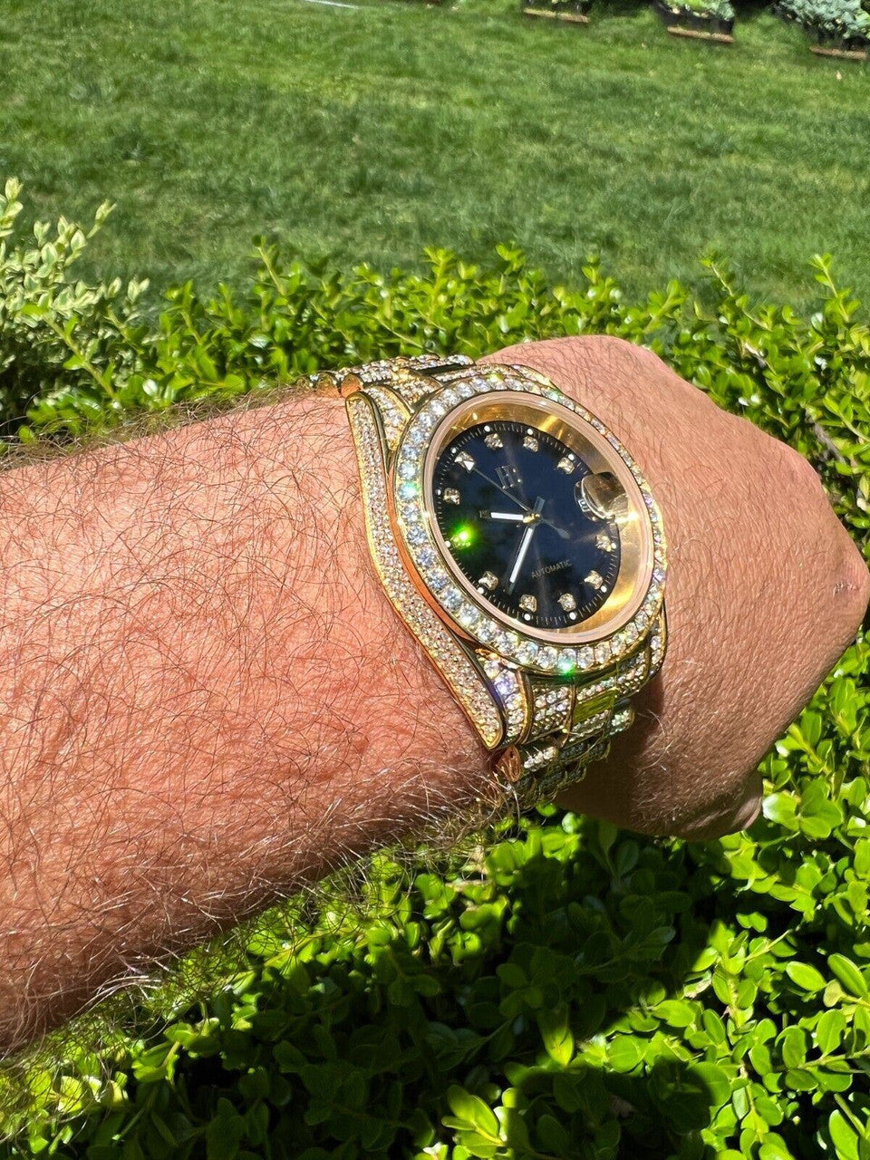 Hip Hop MOISSANITE Real Gold Presidential Automatic Watch Iced Hip Hop Pass Diamond Test