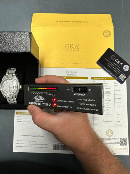 Hip Hop No Logo 16ct MOISSANITE Mens Presidential Watch Honeycomb Set Iced Arabic Dial