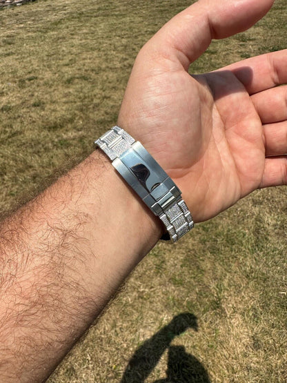 Hip Hop No Logo 16ct MOISSANITE Mens Presidential Watch Honeycomb Set Iced Arabic Dial