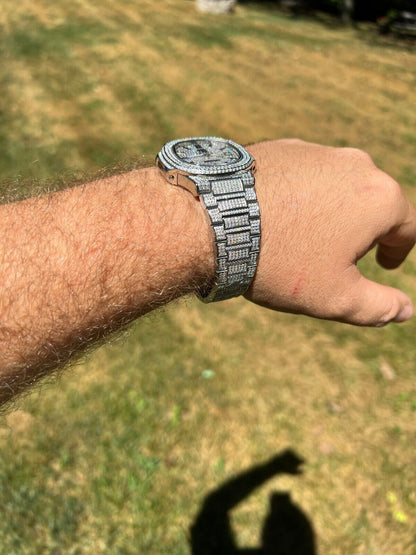 Hip Hop Real 14ct MOISSANITE Mens Watch Fully Iced Stainless Hip Hop Passes Diamond Test