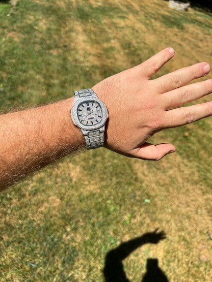 Hip Hop Real 14ct MOISSANITE Mens Watch Fully Iced Stainless Hip Hop Passes Diamond Test