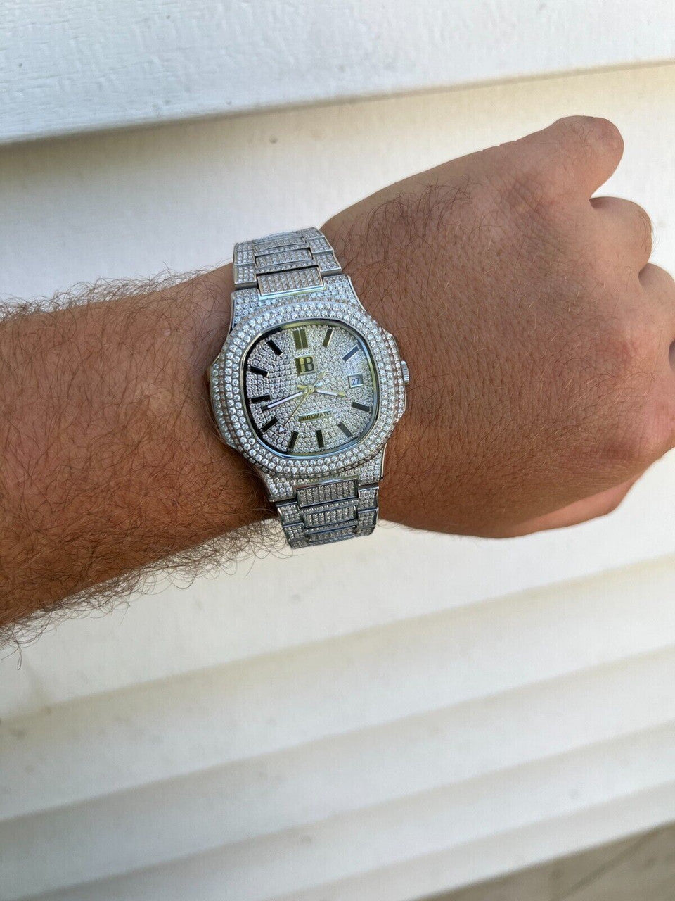 Hip Hop Real 14ct MOISSANITE Mens Watch Fully Iced Stainless Hip Hop Passes Diamond Test