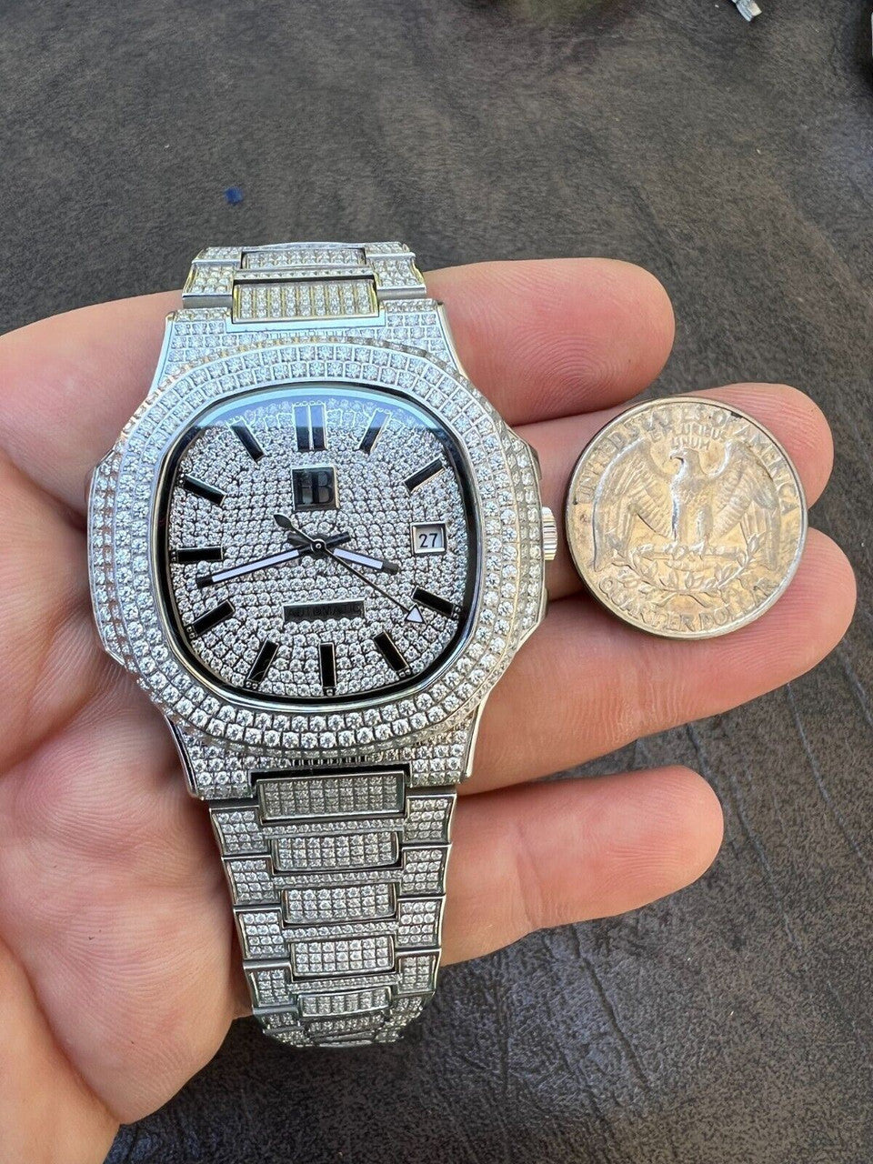 Hip Hop Real 14ct MOISSANITE Mens Watch Fully Iced Stainless Hip Hop Passes Diamond Test