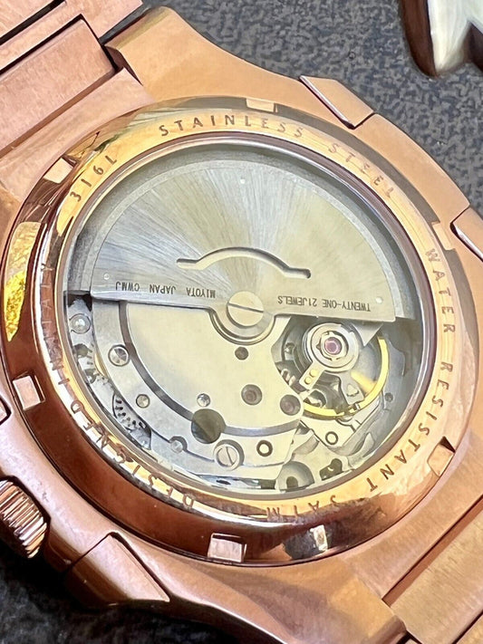 Hip Hop Real 14ct MOISSANITE Mens Watch Iced Stainless 14k Rose Gold Pass Diamond Test