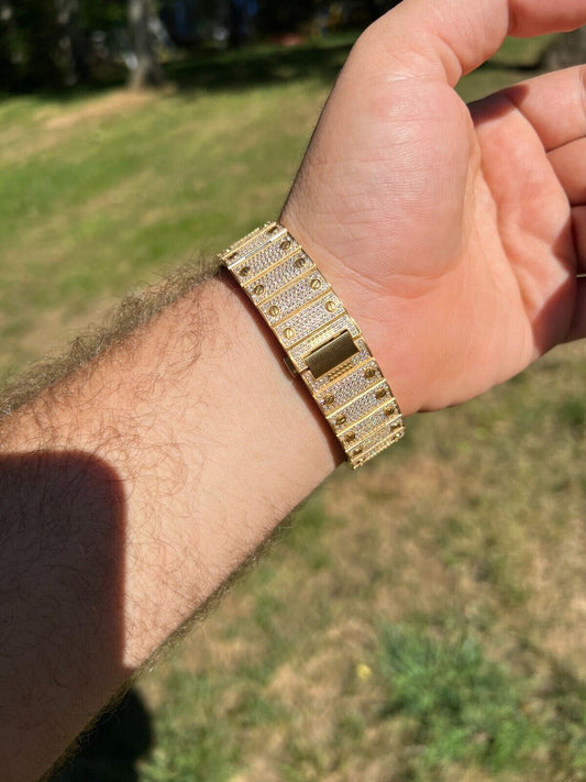 Hip Hop Real 16ct VVS MOISSANITE Mens Gold Watch Iced Sweeping Hand Automatic Hip Hop