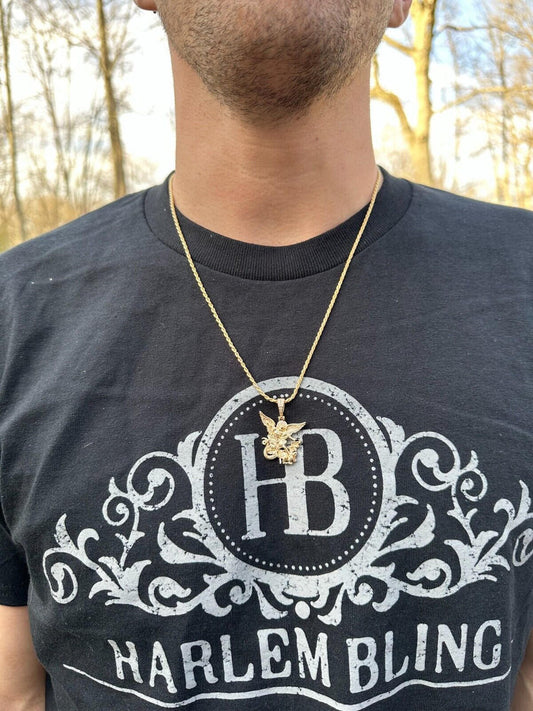 Hip Hop Real Diamond Saint Michael Archangel Pendant Solid 925 Silver Necklace Pendant