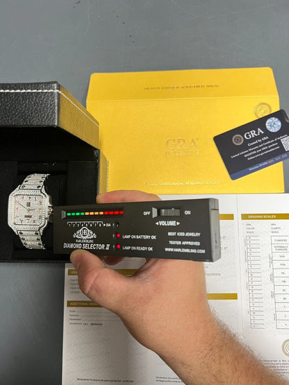 Hip Hop Real Mens 16ct MOISSANITE Watch Iced Automatic Movement Hip Hop Arabic Numbers