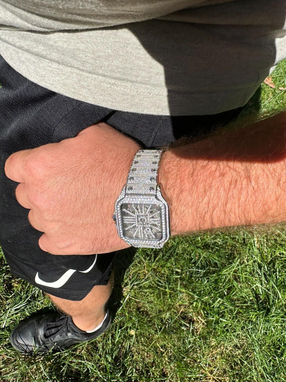 Hip Hop Real Mens MOISSANITE Watch Iced Automatic Movement Hip Hop Bust Down Skeleton