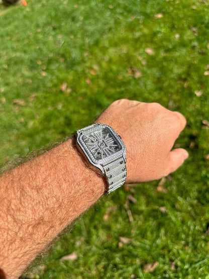 Hip Hop Real Mens MOISSANITE Watch Iced Automatic Movement Hip Hop Bust Down Skeleton