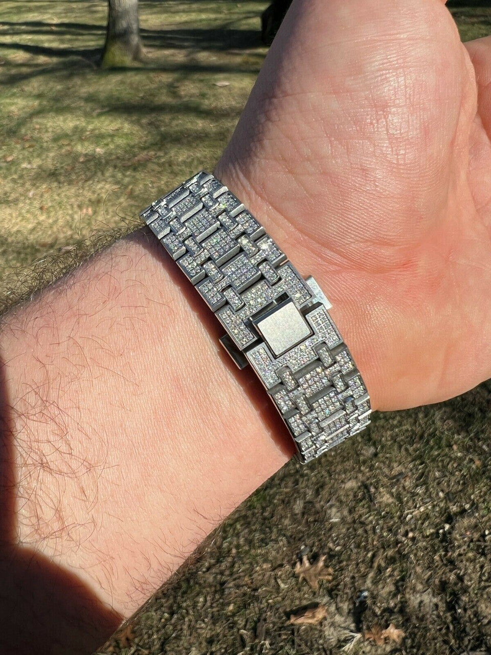 Hip Hop Real Mens MOISSANITE Watch Iced Automatic Skeleton 44mm HipHop Pass Diamond Test