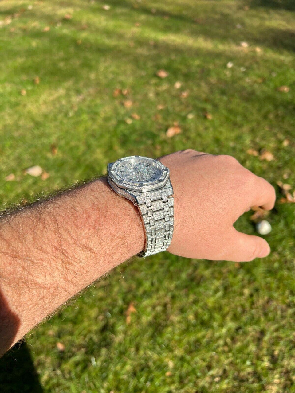 Hip Hop Real Mens Watch Fully Iced Bust Down Out Skeleton Back Automatic 44mm Hip Hop