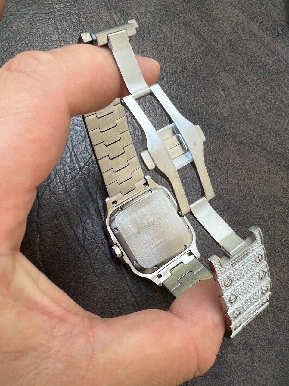 Hip Hop Real Stainless Steel Mens Watch Iced Simulated Diamond Hip Hop Bust Down Arabic