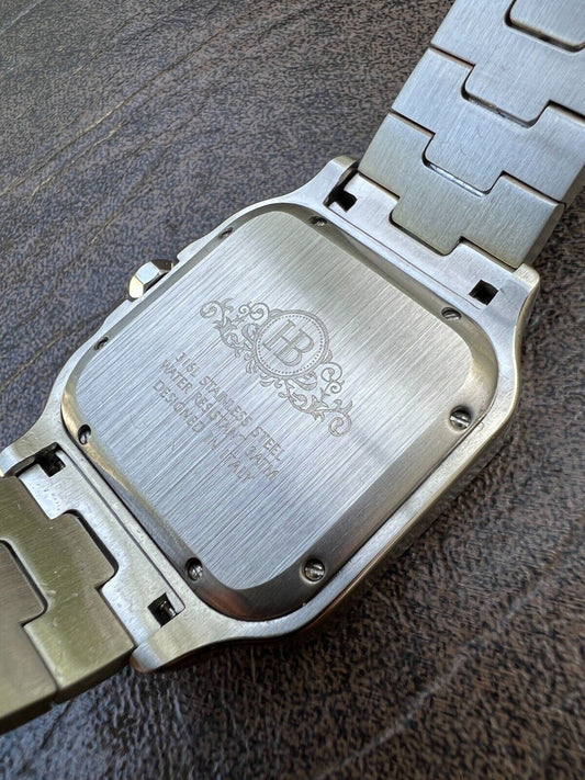 Hip Hop Stainless Steel Mens Watch Iced Simulated Diamond Hip Hop Bust Down Arabic Dial