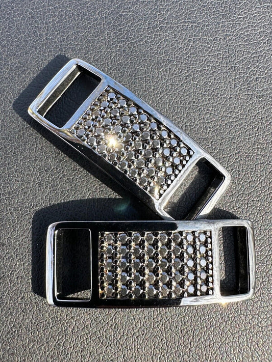 Iced 925 Sterling Silver Black Moissanite Iced Lace Locks For Sneakers AF1 Nike