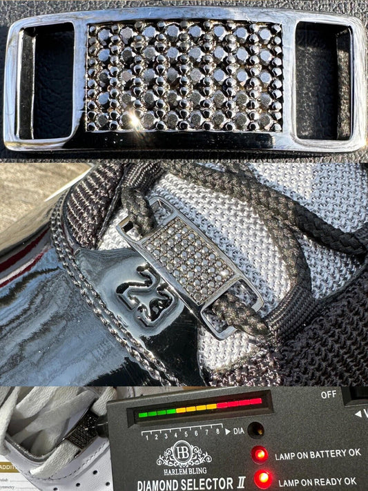 Iced 925 Sterling Silver Black Moissanite Iced Lace Locks For Sneakers AF1 Nike