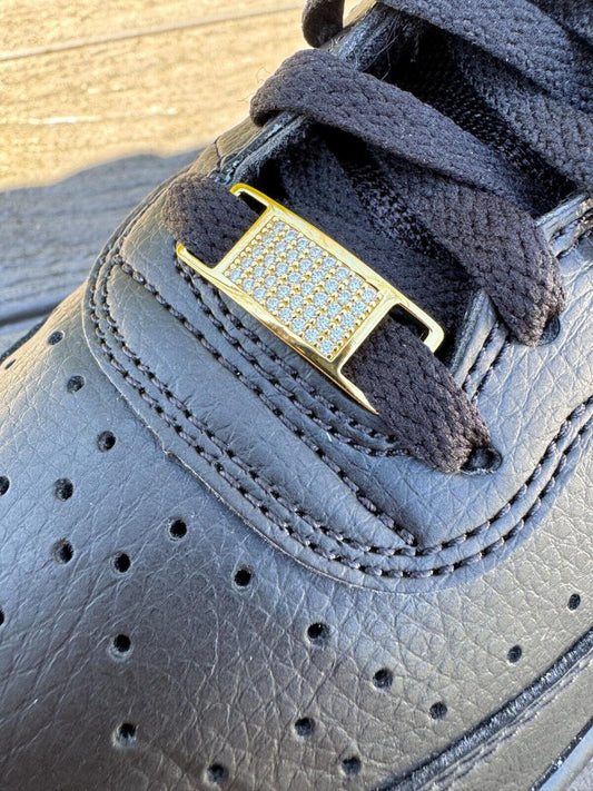 Iced Solid 14k Gold Over 925 Silver Lace Locks For Sneakers Nike AF1 Jordans Etc