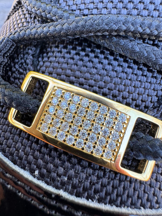 Iced Solid 14k Gold Over 925 Silver Lace Locks For Sneakers Nike AF1 Jordans Etc