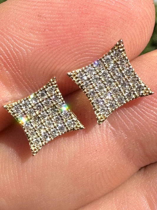 Italiano Silver, Inc. 0.43ct VVS Real Diamond Men's Solid 14k Yellow Gold Iced Hip Hop Kite Earrings