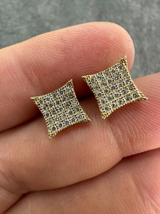Italiano Silver, Inc. 0.43ct VVS Real Diamond Men's Solid 14k Yellow Gold Iced Hip Hop Kite Earrings