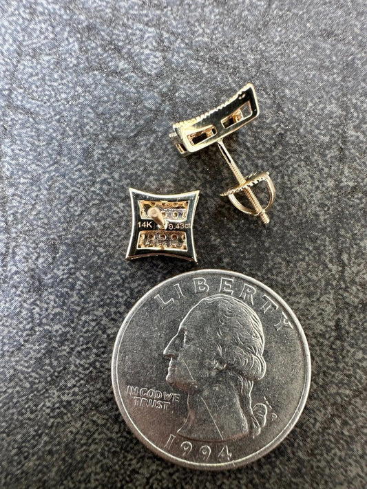 Italiano Silver, Inc. 0.43ct VVS Real Diamond Men's Solid 14k Yellow Gold Iced Hip Hop Kite Earrings