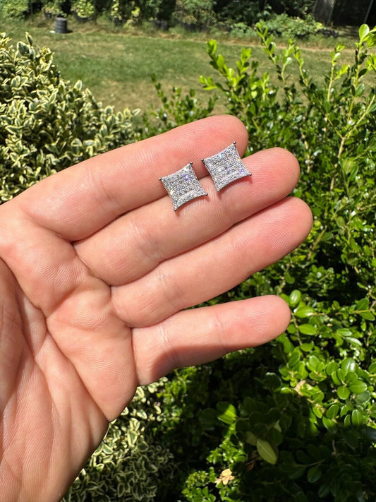 Italiano Silver, Inc. 1.17ct VVS Real Diamond Men's Solid 14k White Gold Iced Hip Hop Kite Earrings