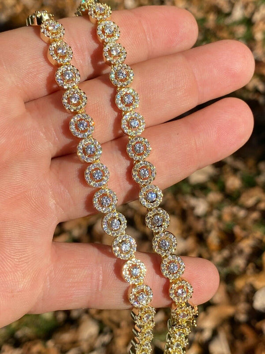 Italiano Silver, Inc 14k Gold Over Solid 925 Silver Tennis Chain Real Iced Flooded Out Diamond Choker