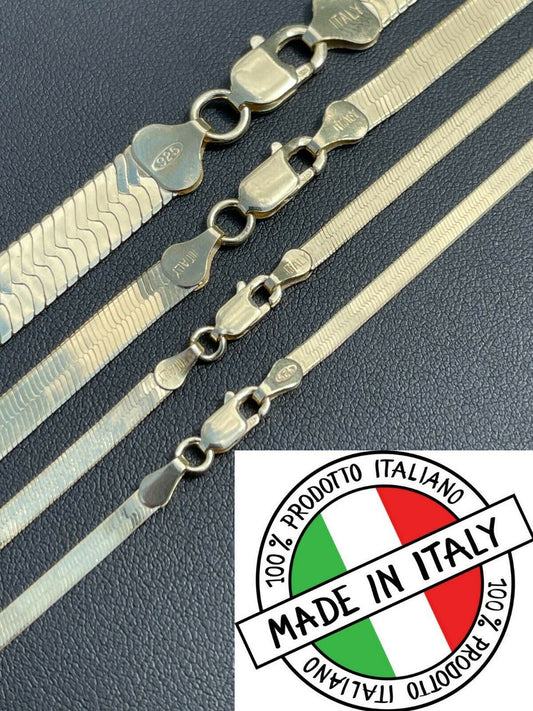 Italiano Silver, Inc 14k Gold Over Solid 925 Sterling Silver Herringbone Chain Necklace 3-9mm 14-28