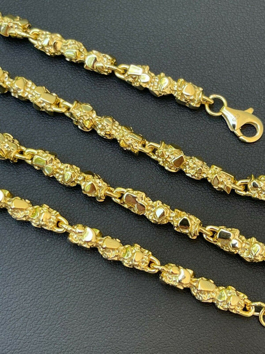 Italiano Silver, Inc 14k Gold Over Solid 925 Sterling Silver Nugget Link Chain Necklace 5mm 18-30